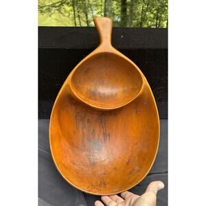 Beautiful David Auld MCM Wood Bowl 2 Compartment Haiti